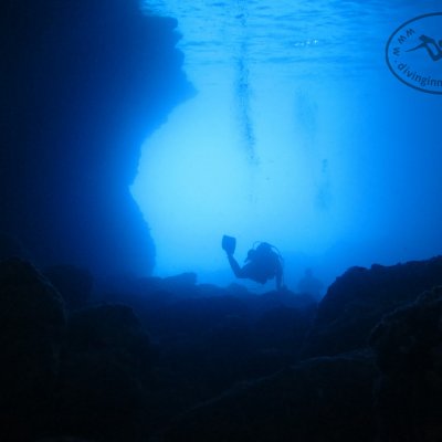 Underwataer caves in Montenegro. Diving