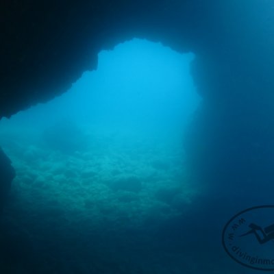 Dives in the underwater caves. Montenegro