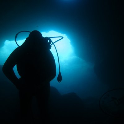 Diving in the caves. Montenegro. Diving