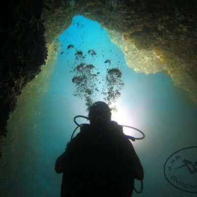 Underwater cave “Mermaid hall”. Montenegro
