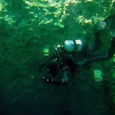 Diving in underwater caves. Montenegro