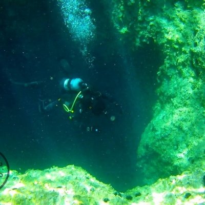 Mermaid hall. Underwater cave in Montenegro