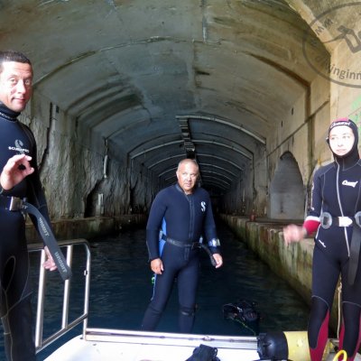 Submarines tunnels. Montenegro. Diving